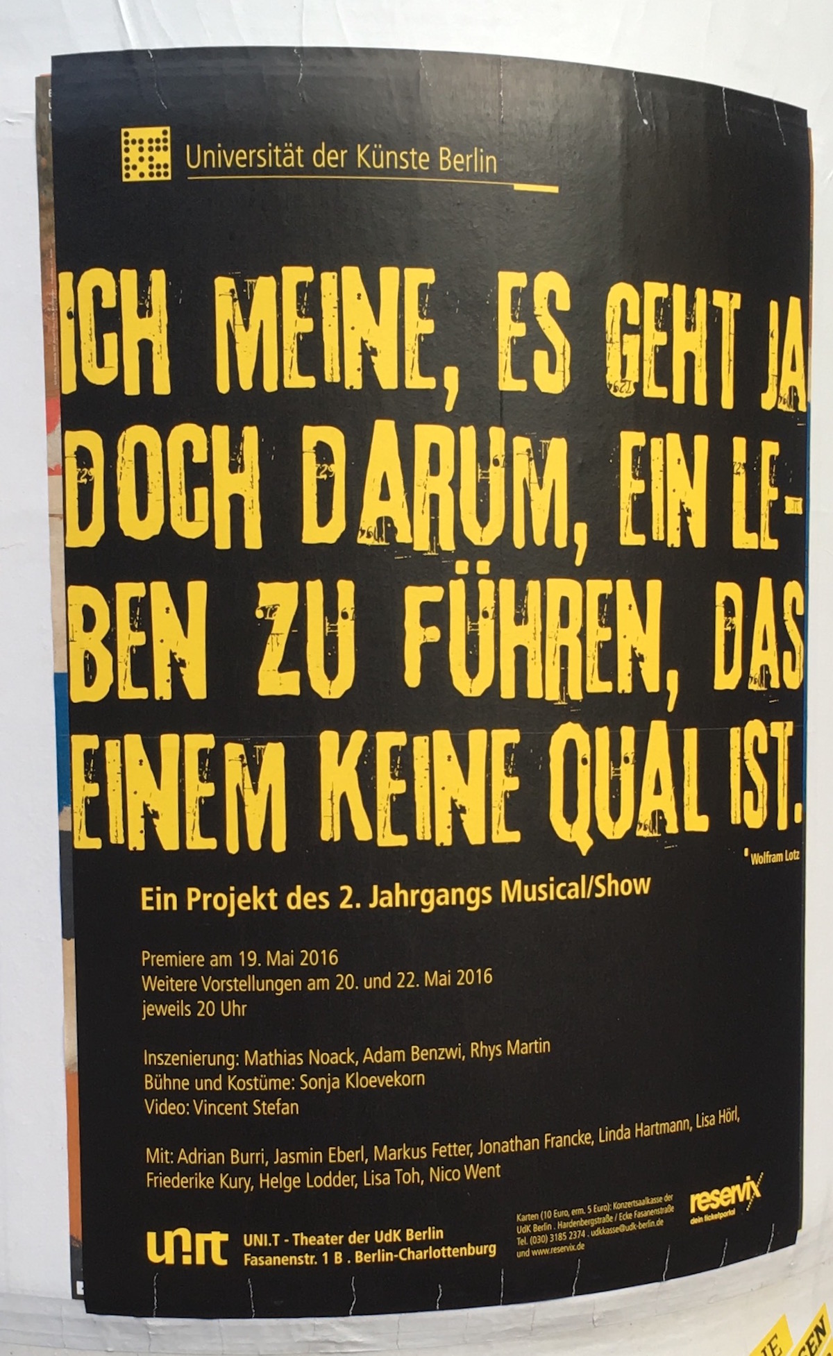 Plakat: Ich meine, es geht ja doch darum, ein Leben zu führen, das einem keine Qual ist